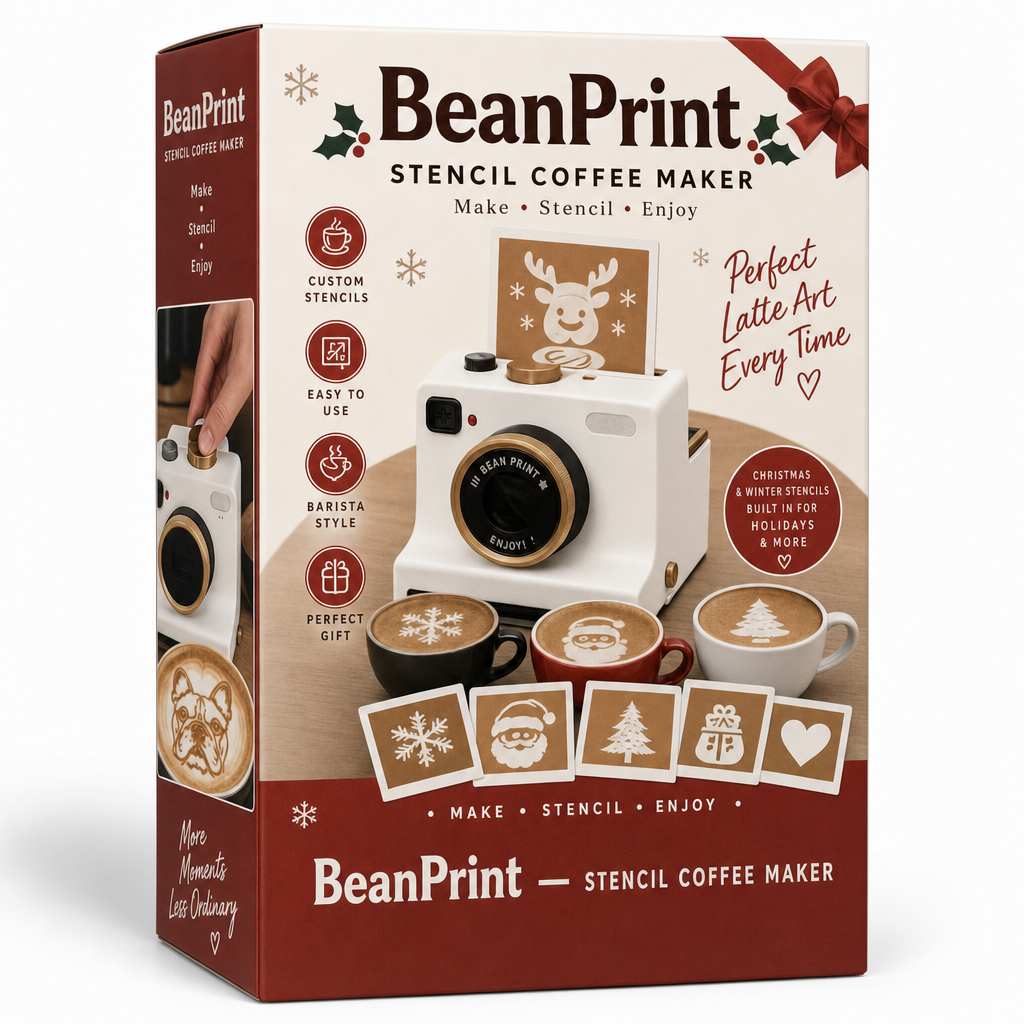 BeanPrint Coffee Photo Printer + 12 Stencil Set